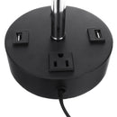 Multifutional Bedside Table Desk Lamp With Dual USB Port Outlet Fabric Shade