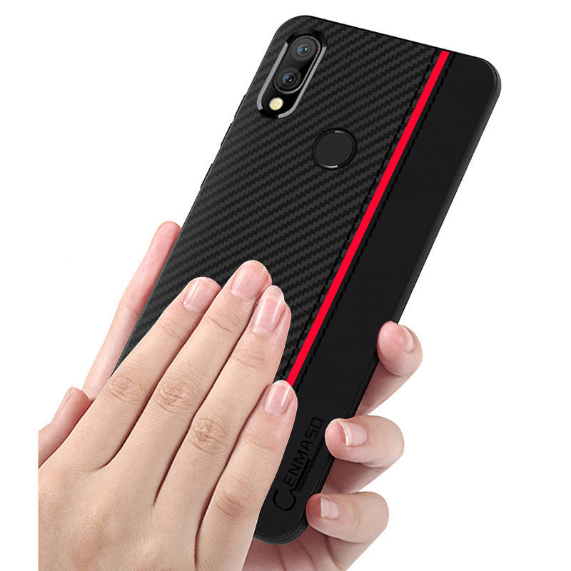 Bakeey Shockproof Carbon Fiber Soft Silicone Edge PU Leather Protective Case for Xiaomi Redmi Note 7 / Redmi Note 7 Pro