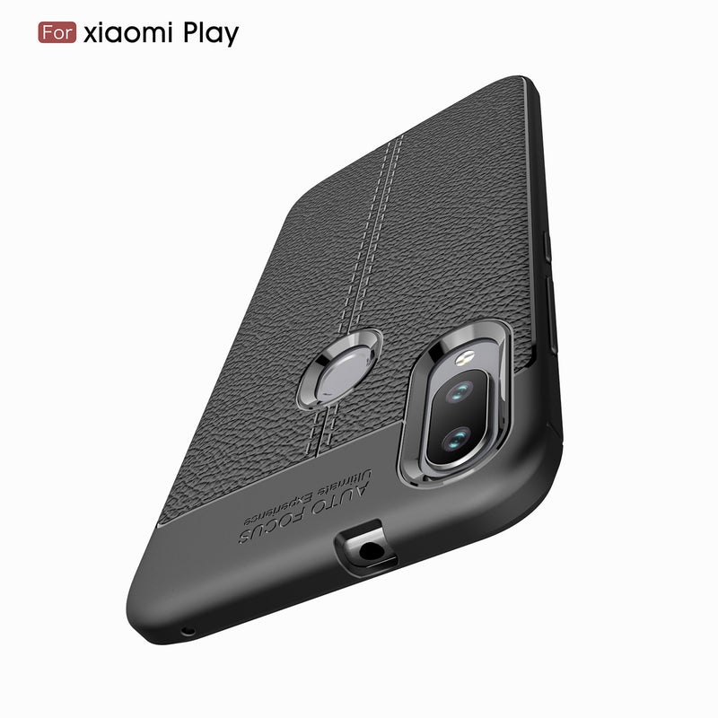 Bakeey Anti-fingerprint Litchi Silicone Soft Protective Case for Xiaomi Mi Play
