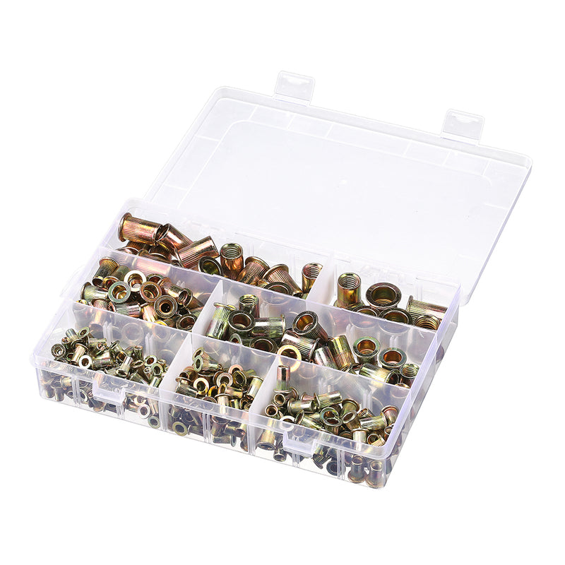 Suleve MXZN7 300Pcs Mixed Steel Rivet Nut Rivnuts Blindnuts Nutserts M3-12mm Nut Insert Rivet Assortment Kits