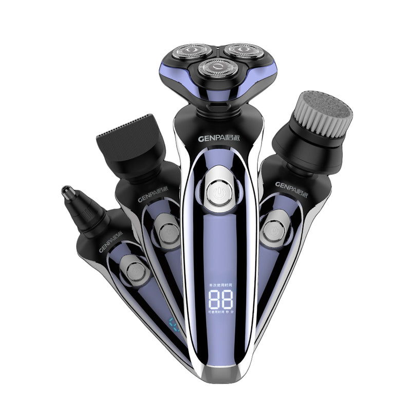 Genpai RQ-8600 IPX7 Waterproof Multi-Functional Electric Shaver USB Charging 4D 3-Head Floating Electric Razor For Men