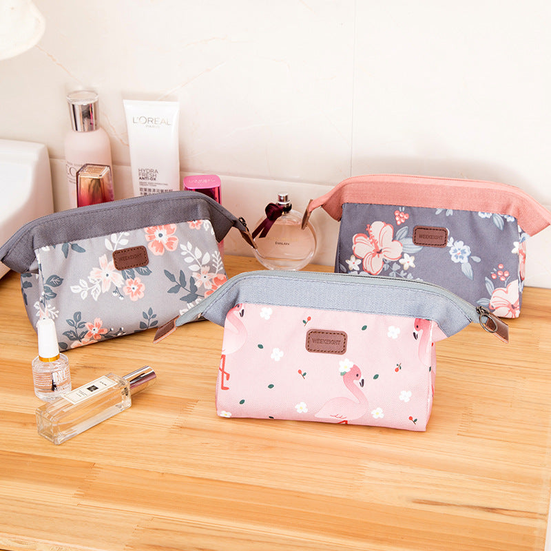 Korean Cosmetic Bag Flower Flamingo Fox Portable Waterproof Travel Storage Bag Large Capacity Pencil Case