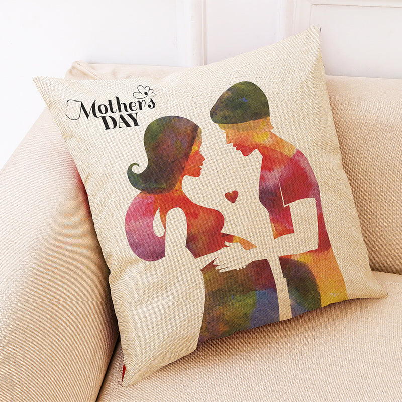 Honana Mother's Day Pattern Cotton Linen Throw Pillow Cushion Cover Car Home Sofa Decor