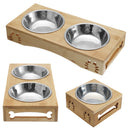 Stainless Steel Durable Double Pet Bowls Dish Dog Cat Stand Feeder Anti Slip Food Water Bowl