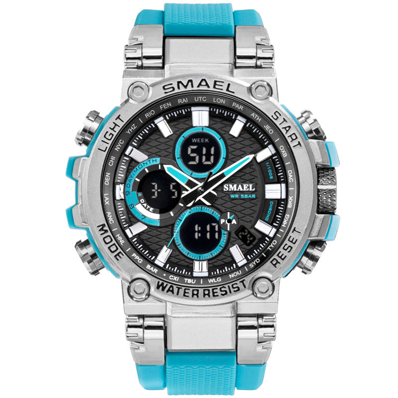 SMAEL 1803 Metal Case Luminous Needle 5ATM Waterproof Sport Dual Display Digital Watch