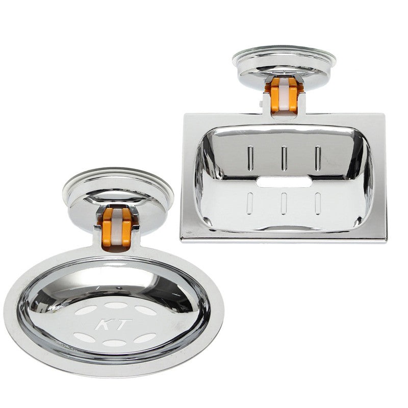 Chrome Plated Classic Bathroom Shower Sink Soap Dish Holder Basket Suction Cup