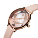 SHENGKE SK K0117 Simple Geometric Triangle Crystal Dial Female Fashion Leather Strap Women Quartz Watch