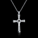 Men Cross Pendant Chain Long Necklace Crystal Alloy