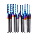 Drillpro Upgrade 10pcs 0.8-3mm Blue NACO Coating PCB Milling Cutter Engraving Carbide Bits for CNC Engraving Machine