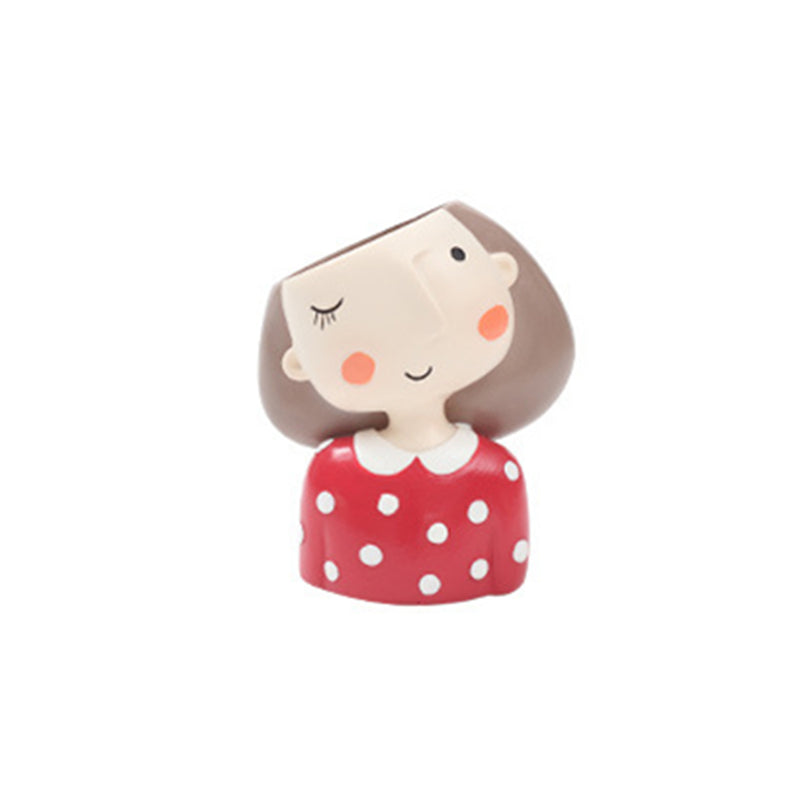 Succulent Plant Pot Cute Girl Flower Planter Creat Design Home Garden Decorations