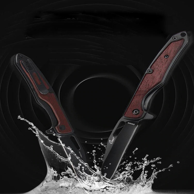 Enlan EW009 8Cr13Mov Blade Wood Handle with Folding Knife Home Outdoor Pocket Knife Portable Cutter