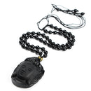 Natural Black Obsidian Kwan-yin Pendant Charm Necklace Lucky Jewelry Collocation Clothing