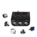 TR12 100W Car Charger Adapter With On/Off Switch 3 Cig arette Lighter Sockets