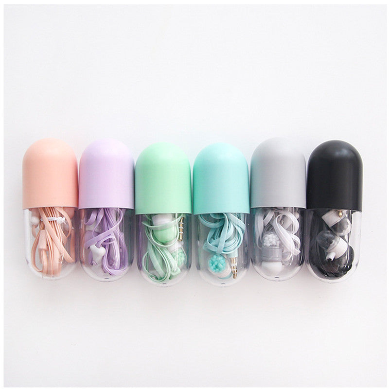 Universal Macaron Capsule Shape Storage Box In-ear Earphone Headphone for Samsung S8 iPhone 8 X Xiaomi