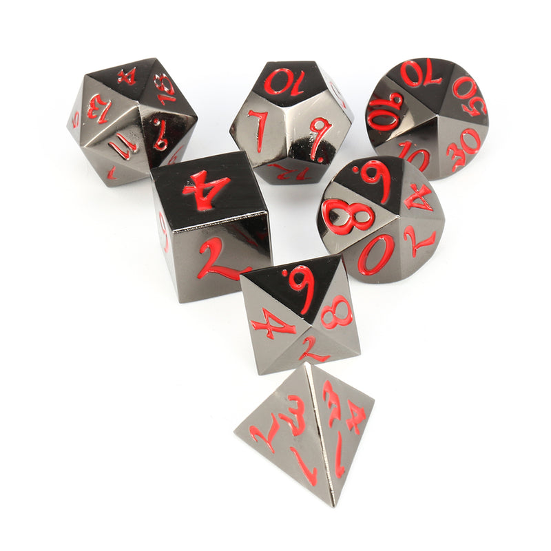 7Pcs Antique Metal Polyhedral Dices Multisided Dices Set Role Playing Game Dice With Bag