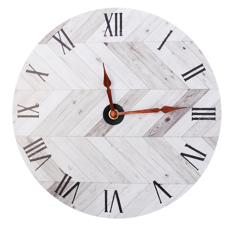 11'' Wood Wall Clock Diameter 28CM with Seamless Hook Round Room Home Bar Decor