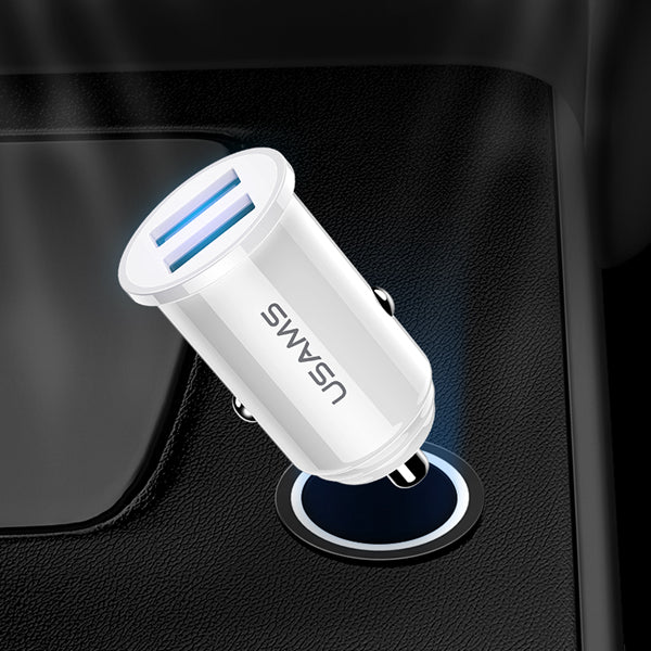 USAMS C8 3.1A Dual Ports Fast USB Car Charger With Indicator For Smart Phone Tablet Camera MP4