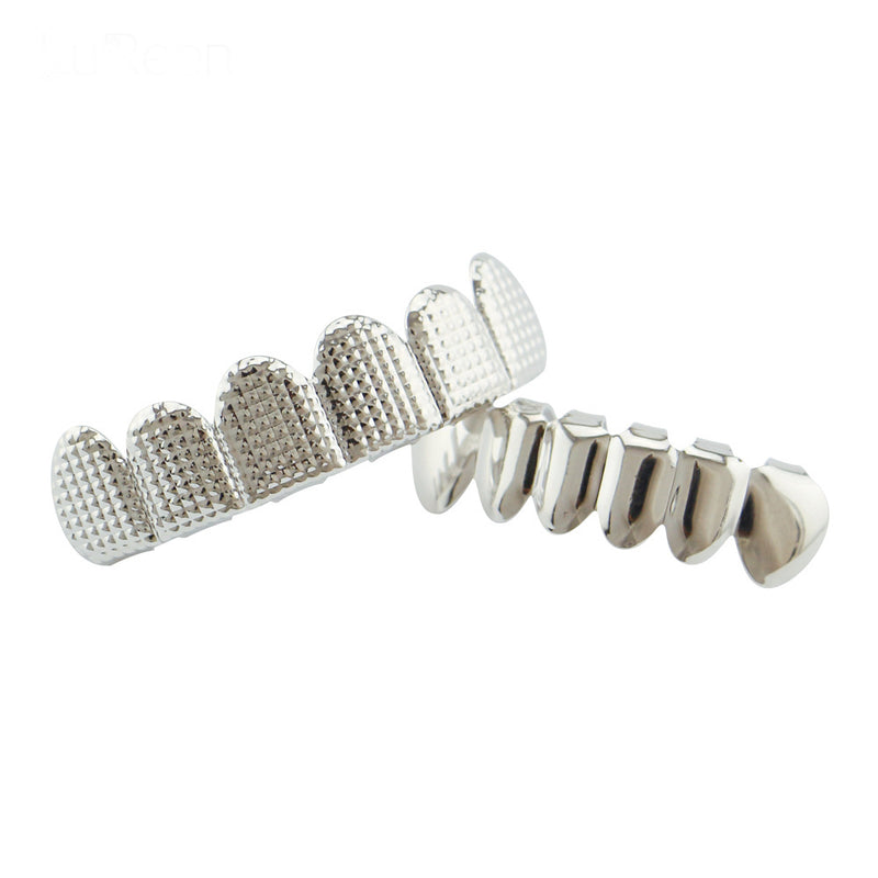 4 Colors Three-dimensional Lattice Stripe Metal Braces Geometric Glossy Braces Grillz Teeth Jewelry