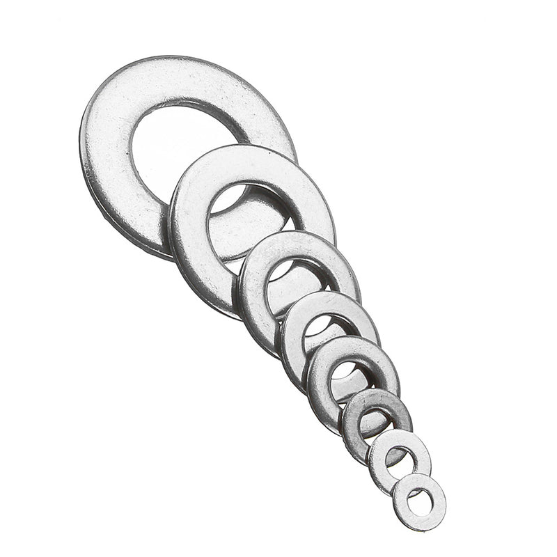 1500pcs M2 M2.5 M3 M4 M5 M6 M8 M10 Hardware Stainless Steel Flat Washer Metric Flat Washers Assortment Kit