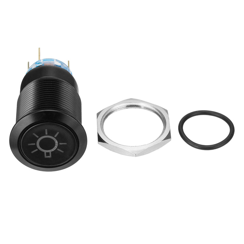19MM Push Button Switch 12V LED Self Lock Switch IP65 Waterproof Metal On-Off Switch