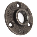 1/2 or 3/4 Inch Black Flange Iron Pipe Floor Fitting Plumbing Threaded Three Holes Flange