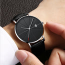 Deffrun Casual Style Business Men Wrist Watch Leather Strap Quartz Watch