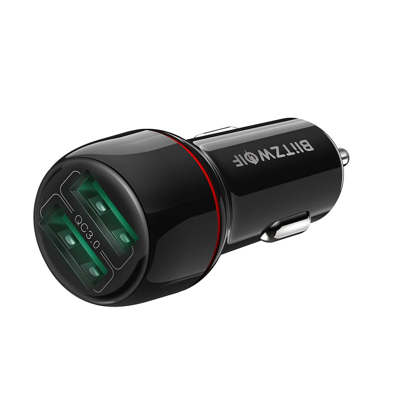 BlitzWolf BW-SD5 18W Dual-Port USB 3.0 Mini Car Charger for iPhone 11 Pro XS Xiaomi Mi8 Pocophone F1