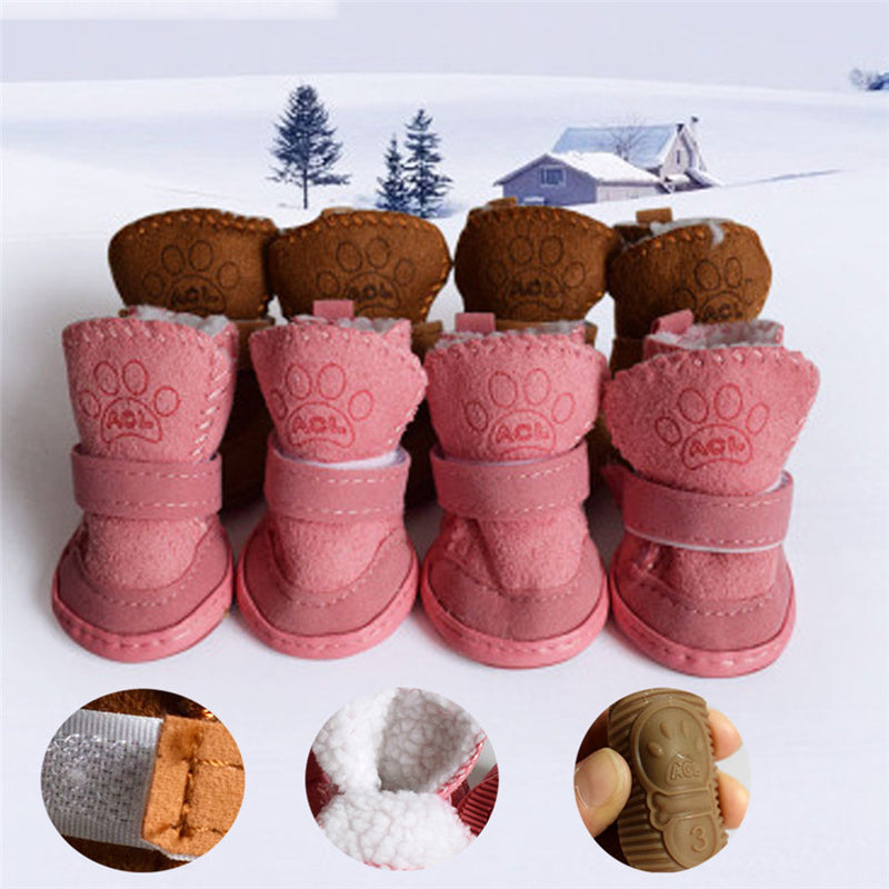 1 Set 4pcs Pet Winter Warm Shoes Boots Puppy Cotton Blend Winter Snow Warm Walking Boots Fancy Dress up Winter Puppy Cats Warm Boots