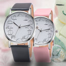 Cute Cat Pattern Fashion Leather Women Quartz Watch