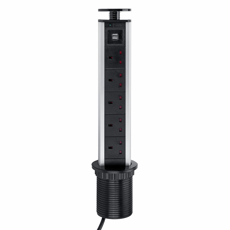 2500W 16A UK Plug 3/4/5/6 Socket Power 2.1A USB Charger Hidden Kitchen Table Electrical Socket