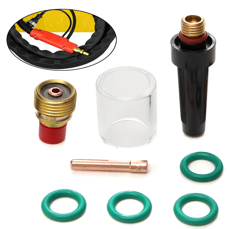 8Pcs 3/32inch TIG Welding Torch Gas Lens Pyrex Cup Kit for Tig WP-9/20/25 Series