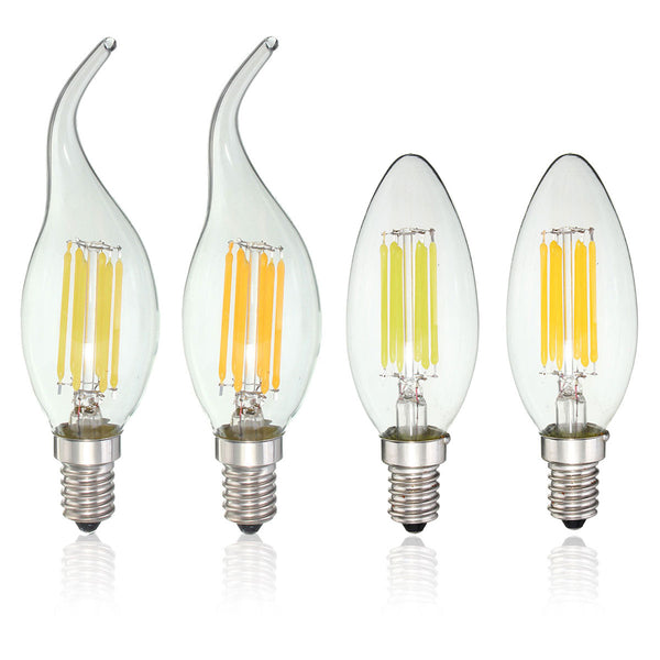 Dimmable E14 6W COB 600Lm Edison Filament Bulb LED Light Candle AC 110V