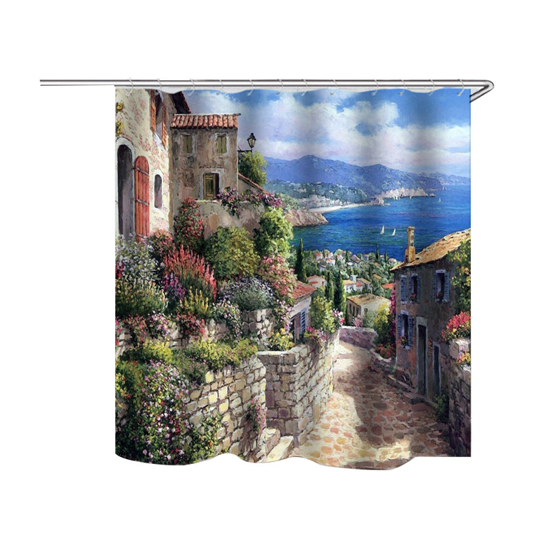 Scenery Theme Bathroom Shower Curtain Mouldproof Waterproof Polyester Bath Decorative Curtain