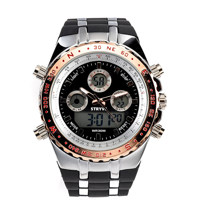 STRYVE S8002 Dual Display Digital Watch Luminous Chronograph Stopwatch Calendar Alarm Outdoor Watch