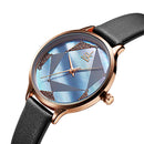 SHENGKE SK K0117 Simple Geometric Triangle Crystal Dial Female Fashion Leather Strap Women Quartz Watch