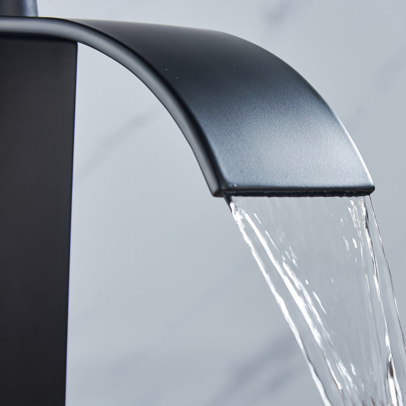 Matte Black 1/2 Inch Brass Modern Bathroom Basin Faucet Bathroom Spout Faucet Hot & Cold Water Mixer Tap Single Handle