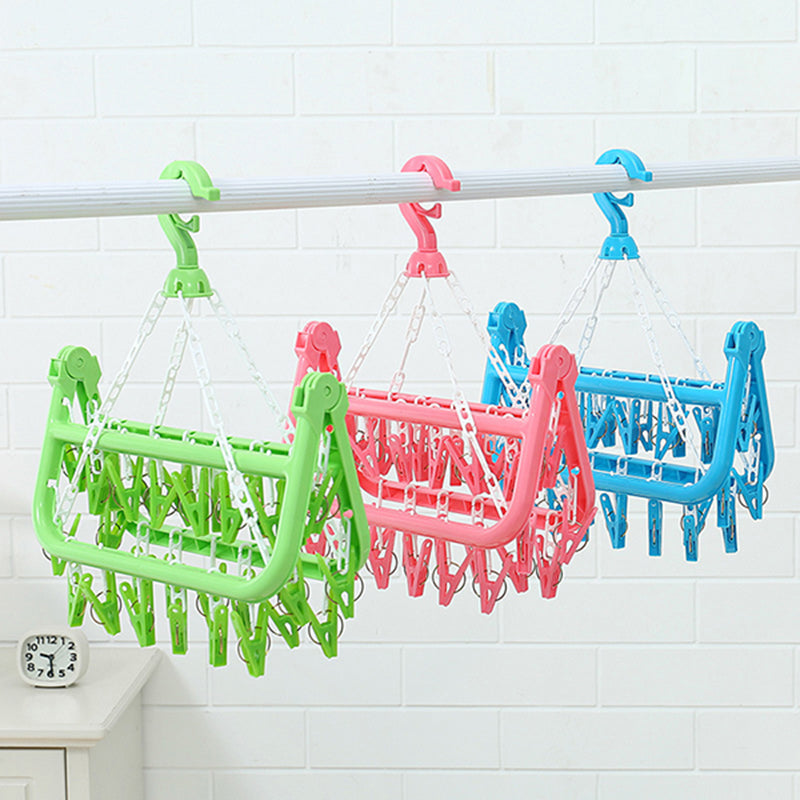 32Clip Portable Socks Cloth Hanger Rack Clothespin Multifunctional Drying RackSock Holder