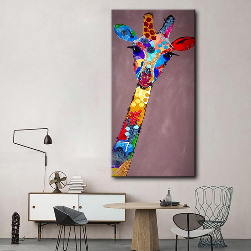 Hand Painted Oil Paintings Animal Giraffe Modern Stretched Canvas Wall Art For Home Decoration Paintings
