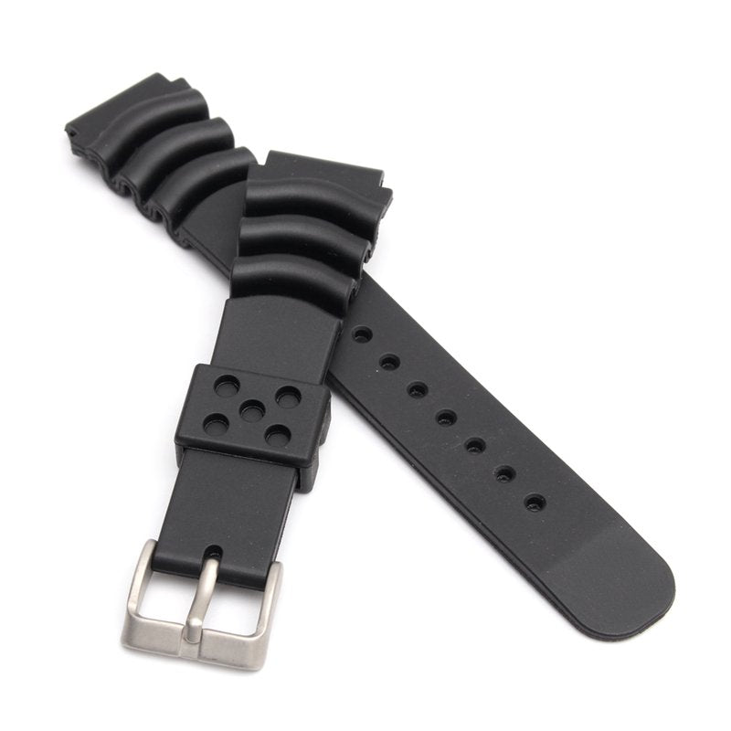 20MM/22MM Black Sport Scuba Diver Rubber Watch Band Strap For Sei ko