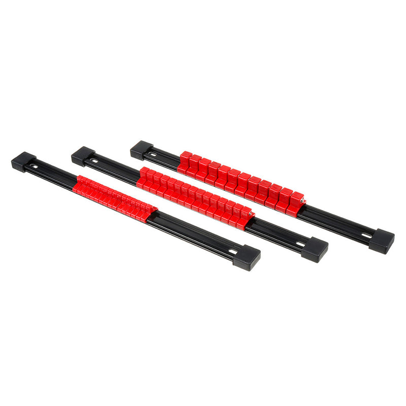 6pcs 1/4 3/8 1/2 Inch Socket Organizer Mountable Sliding Holder Rail Rack Tool Storage