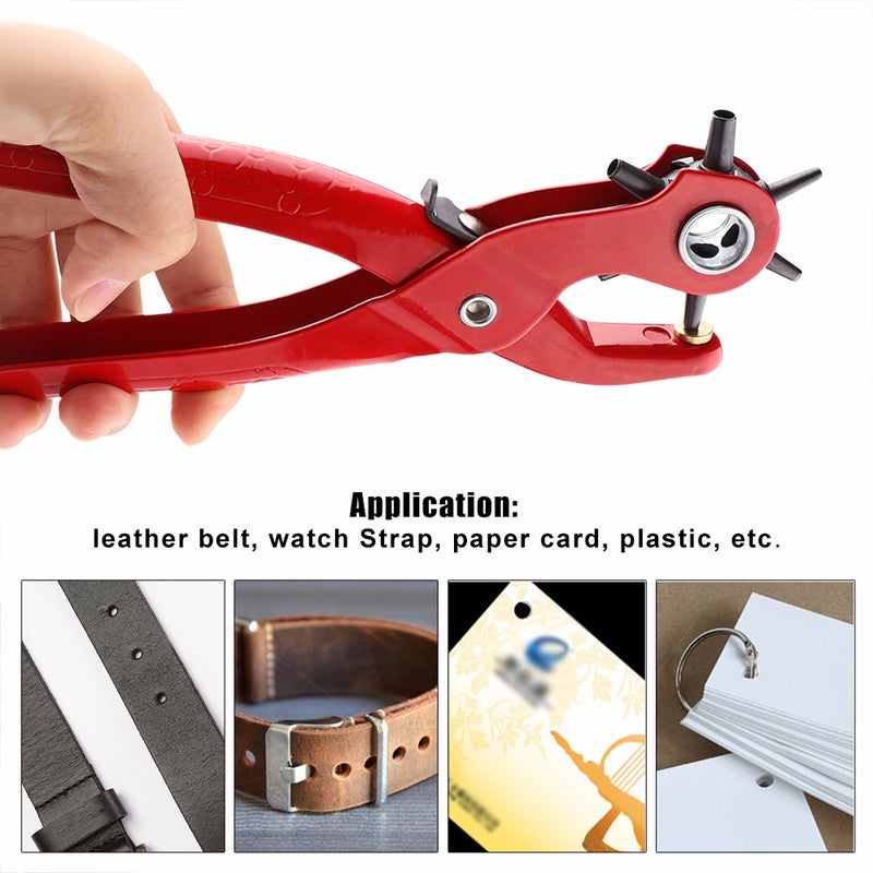 9'' Sewing Leather Belt Hole Puncher Pliers Hook Clamp 2/2.5/3/3.5/4/4.5MM Punch Size For Punching