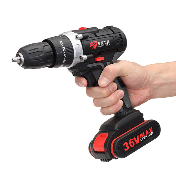 36V 3/8 Inch Cordless Electric Drill Li-ion Power Drill LED 2-Speed 25 Torque Li-ion Battery Drilling Tool