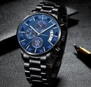 CRRJU 2261 Men Calendar Fashion Dial Simple Needle Full Steel Strap Luminous Display Quartz Watch