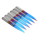 Drillpro 10pcs 0.1-0.7mm 20 Degree Engraving Bit Blue Nano Coated Carbide Flat Bottom PCB Engraving Bit CNC Router Tool