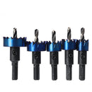 Drillpro 5Pcs 16-30mm HSS Blue Nano Coating Tooth Hole Saw Cutter Drill Bit Set for Metal Sheet