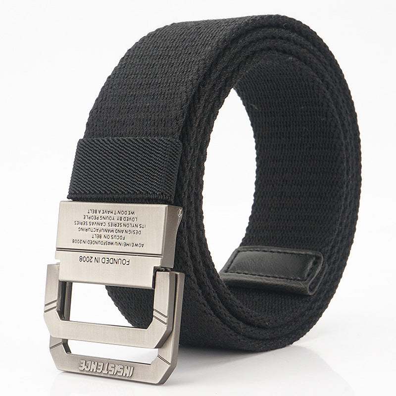 AWMN 2SD 125CM Nylon Tactical Belt Outdoor Leisure Double Zinc Alloy Waist Belts