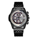 BAGARI 1822G All Dial Work Military Style Stainless Steel Strap Luminous Calendar Men Watch Quartz Watch