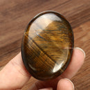 Tiger's Eye Carved Palm Worry Stone Gua Sha Healing Crystal Chakra Reiki Balancing for Pressure Relief Manual Massager