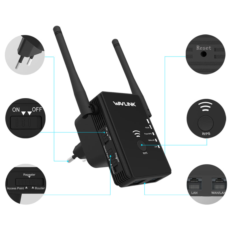 Wavlink WS-WN578 2.4G 300Mbps Wireless Router Wifi Repeater Booster Extender 2x5dBi Antennas