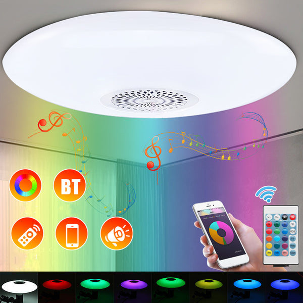 30W E27 Dimmable RGBW bluetooth Music Speaker LED Ceiling Light Bulb + 24Keys Remote Control AC110-277V